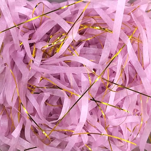 Zerkleinertes Seidenpapier, 50/100 g, 2er-/4er-Packung, metallisches Papierschnitzel, leichtes Seidenpapier mit Knitterschnitt(Pink Purple golden,50g*4Pack) von VDCVADKYE