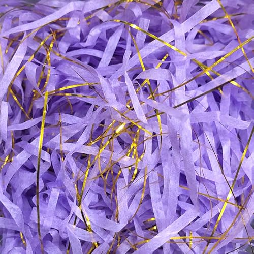 Zerkleinertes Seidenpapier, 50/100 g, 2er-/4er-Packung, metallisches Papierschnitzel, leichtes Seidenpapier mit Knitterschnitt(Purple golden,100g*2Pack) von VDCVADKYE