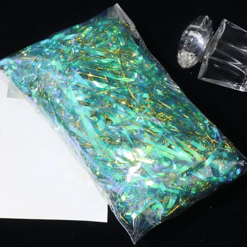 Zerkleinertes Seidenpapier, 60/120 g schillerndes Geschenkpapier, umweltfreundliches Papierschnitzel(Blue golden,120g) von VDCVADKYE