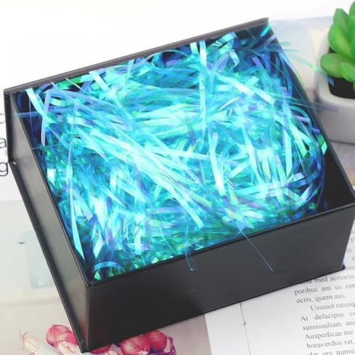 Zerkleinertes Seidenpapier, 60–200 g schillerndes, gekräuseltes Papierschnitzel, freundlicher Geschenkfüller(Blue,100g) von VDCVADKYE