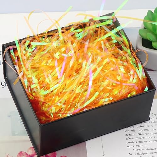 Zerkleinertes Seidenpapier, 60–200 g schillerndes, gekräuseltes Papierschnitzel, freundlicher Geschenkfüller(Orange,60g) von VDCVADKYE
