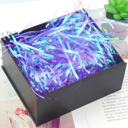 Zerkleinertes Seidenpapier, 60–200 g schillerndes, gekräuseltes Papierschnitzel, freundlicher Geschenkfüller(Purple,60g) von VDCVADKYE