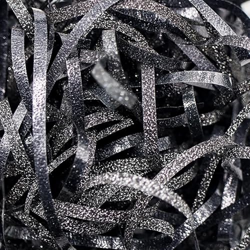 Zerkleinertes Seidenpapier, 60–400 g schillernde, geschnittene Papierschnitzel als Füllmaterial for vielseitige Geschenke(Black,100g) von VDCVADKYE