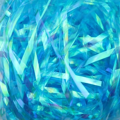 Zerkleinertes Seidenpapier, 60–400 g schillernde, geschnittene Papierschnitzel als Füllmaterial for vielseitige Geschenke(Iridescent Blue,400g) von VDCVADKYE