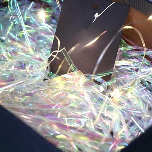 Zerkleinertes Seidenpapier, 60–400 g schillernde, geschnittene Papierschnitzel als Füllmaterial for vielseitige Geschenke(Iridescent White,200g) von VDCVADKYE