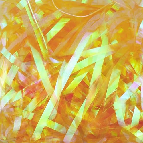 Zerkleinertes Seidenpapier, 60–400 g schillernde, geschnittene Papierschnitzel als Füllmaterial for vielseitige Geschenke(Iridescent Yellow,100g) von VDCVADKYE