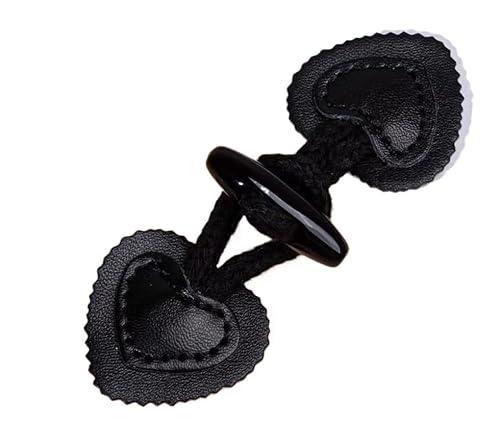 VDLLQYN, 10 cm, 3 Paar Knebelverschlussknöpfe aus Horn for Leder, Knebelknopf for Aufnähen, Knebelverschluss for Mantel, Strickjacke, Jacke,Chinesische Knöpfe(Black) von VDLLQYN