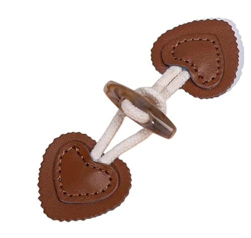 VDLLQYN, 10 cm, 3 Paar Knebelverschlussknöpfe aus Horn for Leder, Knebelknopf for Aufnähen, Knebelverschluss for Mantel, Strickjacke, Jacke,Chinesische Knöpfe(Brown) von VDLLQYN