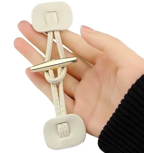 VDLLQYN, 12 cm, 3 Paar Khakifarbene Lederknöpfe for Aufnähen, Knebelverschluss aus Leder for Mäntel, Strickjacken, Jacken,Chinesische Knöpfe(White) von VDLLQYN
