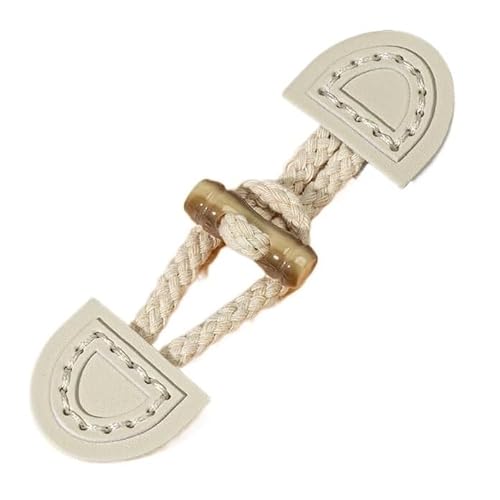 VDLLQYN, 14,5 cm, 3 Paar beige PU-Leder-Knebelverschlussknöpfe, Leder-Knebelknopf for Aufnähen, Knebelverschluss for Mantel, Strickjacke, Jacke, Kleidung,Chinesische Knöpfe(Beige) von VDLLQYN