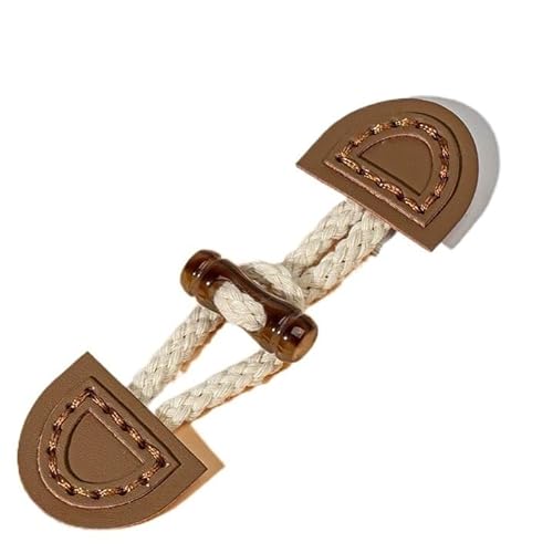 VDLLQYN, 14,5 cm, 3 Paar beige PU-Leder-Knebelverschlussknöpfe, Leder-Knebelknopf for Aufnähen, Knebelverschluss for Mantel, Strickjacke, Jacke, Kleidung,Chinesische Knöpfe(Brown) von VDLLQYN