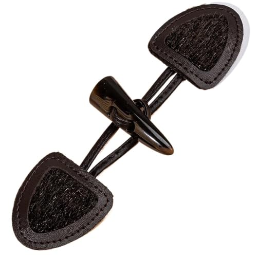 VDLLQYN, 16 cm, 3 Paar, Kaffee/Schwarz, PU-Leder-Knebelverschlussknöpfe, Leder-Knebelknopf for Aufnähen, Knebelverschluss for Mantel, Strickjacken, Jacke, Kleidung,Chinesische Knöpfe(Black) von VDLLQYN