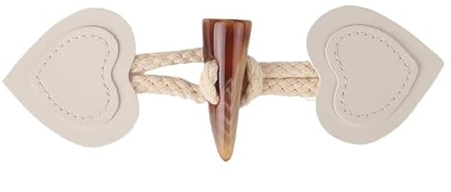 VDLLQYN, 16 cm, 3 Paar weiße Herz-Knebelverschlussknöpfe aus Leder, for Aufnähen, Knebelverschluss for Mantel, Strickjacke, Jacke,Chinesische Knöpfe(Beige) von VDLLQYN