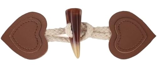 VDLLQYN, 16 cm, 3 Paar weiße Herz-Knebelverschlussknöpfe aus Leder, for Aufnähen, Knebelverschluss for Mantel, Strickjacke, Jacke,Chinesische Knöpfe(Brown) von VDLLQYN