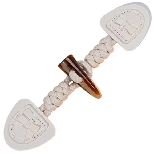 VDLLQYN, 18,5 cm, 3 Paar geflochtene Schleifenknöpfe aus rosa Leder for Aufnähen, Knebelverschluss aus Leder for Mantel, Strickjacke, Jacke,Chinesische Knöpfe(White) von VDLLQYN