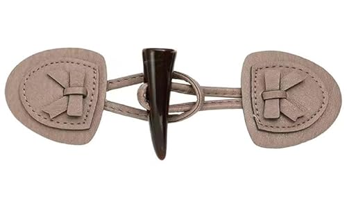 VDLLQYN, 3 Paar 17 cm Schleife Beige Leder Knebelverschluss Knöpfe Leder Knebelknopf for Aufnähen Knebelverschluss for Mantel Strickjacken Jacke,Chinesische Knöpfe(Brown) von VDLLQYN