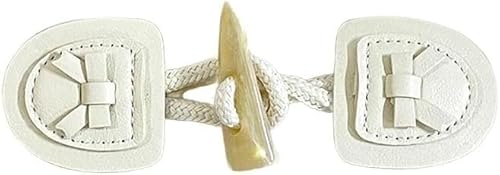 VDLLQYN, 3 Paar 17 cm Schleife Beige Leder Knebelverschluss Knöpfe Leder Knebelknopf for Aufnähen Knebelverschluss for Mantel Strickjacken Jacke,Chinesische Knöpfe(White) von VDLLQYN