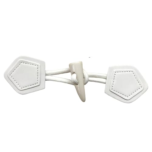 VDLLQYN, 3 Paar 18 cm Schwarze Knebelverschlussknöpfe aus Kunstharzleder, Knebelknopf aus Leder for Aufnähen, Knebelverschluss for Mantel, Strickjacke, Jacke,Chinesische Knöpfe(White) von VDLLQYN