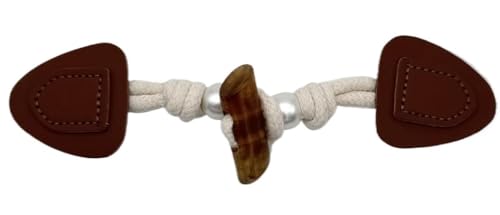 VDLLQYN, 3 Paar 20 cm weiße Perlen-Lederknöpfe for Aufnähen von Knebelverschluss aus Leder for Mäntel, Strickjacken, Jacken,Chinesische Knöpfe(Brown) von VDLLQYN