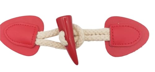VDLLQYN, 5 Paar 16 cm Leder-Horn-Knebelverschlussknöpfe for Leder-Knebelknopf for Aufnähen von Knebelverschluss for Mantel, Strickjacke, Jacke,Chinesische Knöpfe(Red) von VDLLQYN