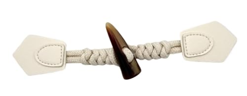 VDLLQYN, 5 Paar 19 cm weiße Lederknöpfe for Aufnähen von Knebelverschlüssen aus Leder for Mäntel, Strickjacken und Jacken,Chinesische Knöpfe(Beige) von VDLLQYN