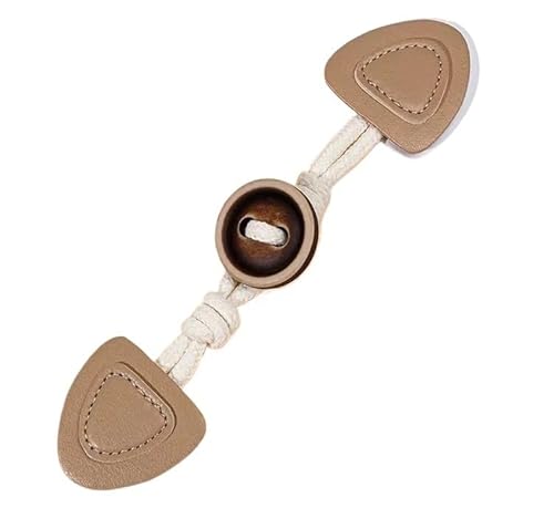 VDLLQYN, 5 Paar 20 cm PU-Leder-Knebelverschlussknöpfe, Leder-Knebelknopf for Aufnähen, Knebelverschluss for Mantel, Strickjacken, Jacken, Kleidung,Chinesische Knöpfe(Brown) von VDLLQYN