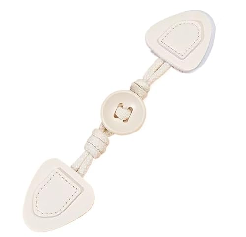 VDLLQYN, 5 Paar 20 cm PU-Leder-Knebelverschlussknöpfe, Leder-Knebelknopf for Aufnähen, Knebelverschluss for Mantel, Strickjacken, Jacken, Kleidung,Chinesische Knöpfe(White) von VDLLQYN