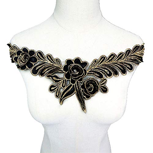 VDLLQYN, Großer bestickter Ausschnittaufnäher aus goldfarbener floraler Spitze – Elegante Applikation for Brautkleider und Brautkleidung,Stickerei Aufnäher VDLLQYN, Großer bestickter Ausschnittaufnäher aus goldfarbener floraler Spitze – Elegante Applikation for Brautkleider und Brautkleidung,Stickerei Aufnäher von VDLLQYN
