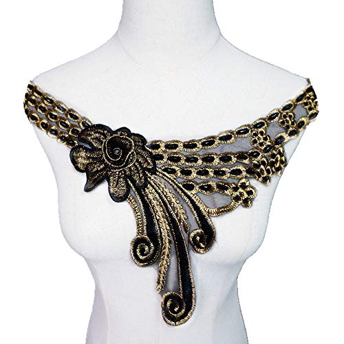 VDLLQYN, Großer bestickter Ausschnittaufnäher aus goldfarbener floraler Spitze – Elegante Applikation for Brautkleider und Hochzeitskleidung,Stickerei Aufnäher VDLLQYN, Großer bestickter Ausschnittaufnäher aus goldfarbener floraler Spitze – Elegante Applikation for Brautkleider und Hochzeitskleidung,Stickerei Aufnäher von VDLLQYN