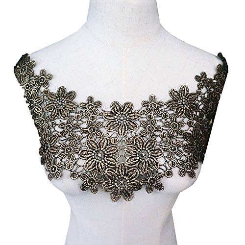 VDLLQYN, Großer bestickter Ausschnittaufnäher aus goldfarbener floraler Spitze – Elegante Applikation for Brautkleider und Nähprojekte,Stickerei Aufnäher VDLLQYN, Großer bestickter Ausschnittaufnäher aus goldfarbener floraler Spitze – Elegante Applikation for Brautkleider und Nähprojekte,Stickerei Aufnäher von VDLLQYN