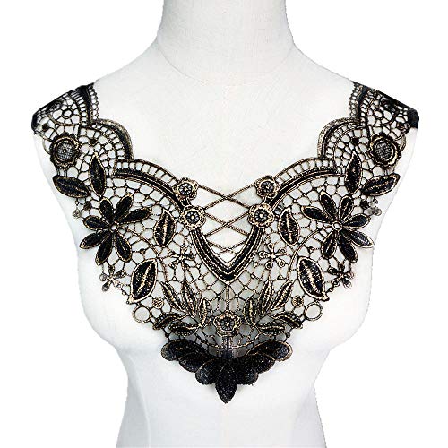 VDLLQYN, Großer bestickter Ausschnittaufnäher aus goldfarbener floraler Spitze – Elegante Applikation for Hochzeits- und Brautkleider,Stickerei Aufnäher VDLLQYN, Großer bestickter Ausschnittaufnäher aus goldfarbener floraler Spitze – Elegante Applikation for Hochzeits- und Brautkleider,Stickerei Aufnäher von VDLLQYN