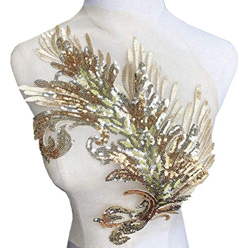 VDLLQYN, Pailletten Feder Stickerei Blume Stoff Spitze Applikation Netzbesatz for Hochzeitskleid DIY Handwerk,Stickerei Aufnäher VDLLQYN, Pailletten Feder Stickerei Blume Stoff Spitze Applikation Netzbesatz for Hochzeitskleid DIY Handwerk,Stickerei Aufnäher von VDLLQYN