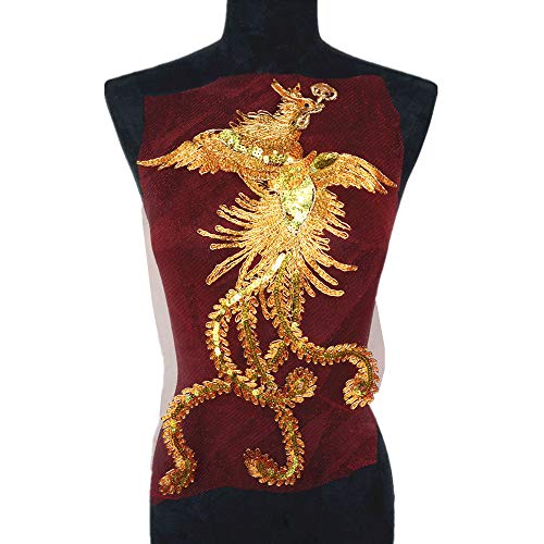 VDLLQYN, Stickerei-Pailletten-Spitzen-Applikation im chinesischen Phönix-Stil for Brautkleider, Partykleider und Bastelarbeiten,Stickerei Aufnäher VDLLQYN, Stickerei-Pailletten-Spitzen-Applikation im chinesischen Phönix-Stil for Brautkleider, Partykleider und Bastelarbeiten,Stickerei Aufnäher von VDLLQYN