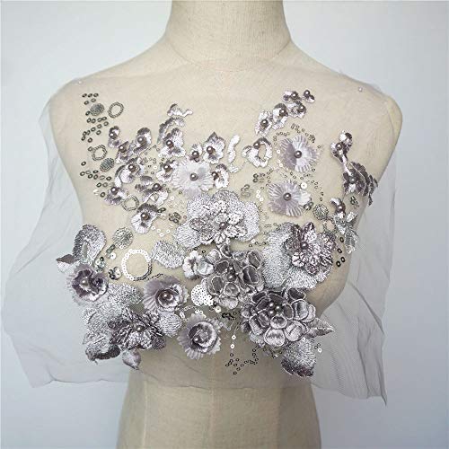 VDLLQYN, Stickerei Perlen Strass Applikation Spitze Stoff Blume Pailletten Applikationen for Hochzeitskleid, Braut DIY Basteln, Kragenbesatz Motiv,Stickerei Aufnäher VDLLQYN, Stickerei Perlen Strass Applikation Spitze Stoff Blume Pailletten Applikationen for Hochzeitskleid, Braut DIY Basteln, Kragenbesatz Motiv,Stickerei Aufnäher von VDLLQYN