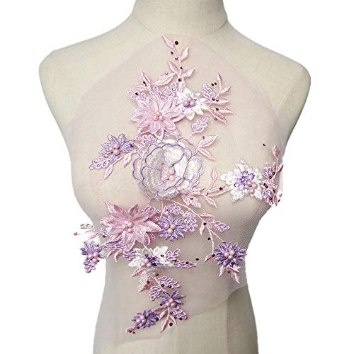 VDLLQYN, Stickerei Strass Perlen Spitze Applikation Blumenstoff Kragen Patch for Hochzeitskleid Kleid - DIY Brauthandwerk,Stickerei Aufnäher VDLLQYN, Stickerei Strass Perlen Spitze Applikation Blumenstoff Kragen Patch for Hochzeitskleid Kleid - DIY Brauthandwerk,Stickerei Aufnäher von VDLLQYN