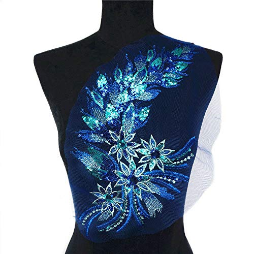 VDLLQYN, Vintage Stickerei Pailletten Blume Spitze Applikation Netzbesatz for Hochzeitskleid DIY Handwerk,Stickerei Aufnäher von VDLLQYN