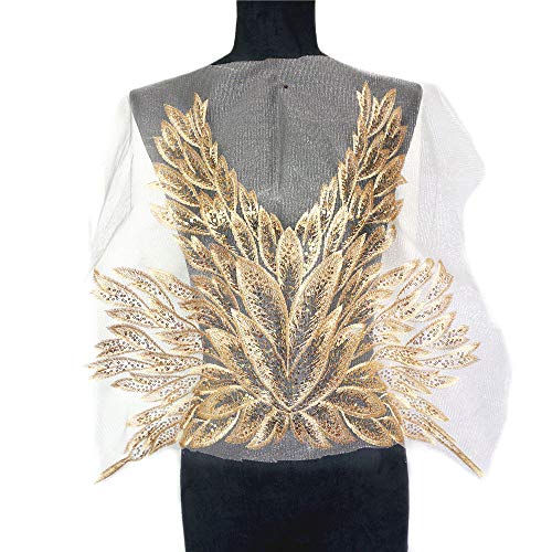 VDLLQYN, Vintage Stickerei Pailletten Blume Spitze Applikation Netzbesatz for Hochzeitskleid DIY Handwerk,Stickerei Aufnäher von VDLLQYN