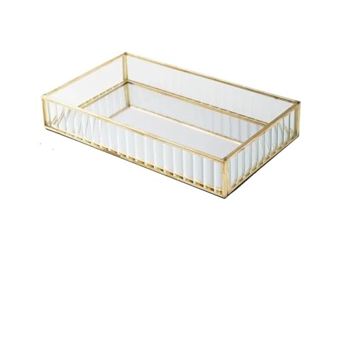 Nordisches Glasspiegel-Ablagetablett, rechteckig, goldfarben, Make-up-Organizer, Dessertteller, Schmuck-Display, Heim- und Küchendekor(A-L) von VDSRPSDLQ