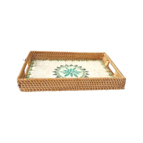 Rechteckiger natürlicher Muschel-Rattankorb, kreatives Ablagefach, buntes Obstgericht, Home Organizer(Black) von VDSRPSDLQ