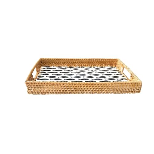 Rechteckiger natürlicher Muschel-Rattankorb, kreatives Ablagefach, buntes Obstgericht, Home Organizer(Brown) von VDSRPSDLQ