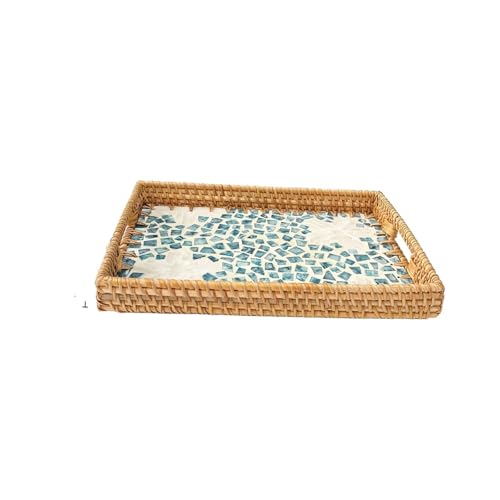 Rechteckiger natürlicher Muschel-Rattankorb, kreatives Ablagefach, buntes Obstgericht, Home Organizer(Purple) von VDSRPSDLQ