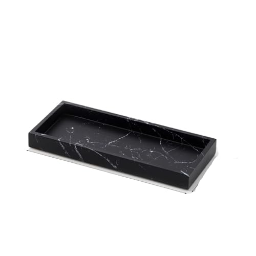 Tablett aus natürlichem Marmor im nordischen Stil, Aufbewahrungsregal for Waschbecken, Zahnbecher, Mundwasserbecher, Tabletts, Badezimmerzubehör, Heimdekoration(Black) von VDSRPSDLQ