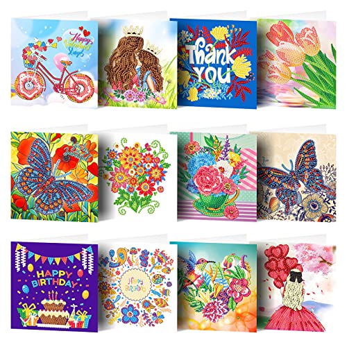 VDYXEW 12 Stück 5D DIY Diamond Painting Karten, Diamant Malerei Grußkarte, Danke Postkarte Grußkarte, für Geburtstag, Thanksgiving, Valentine VDYXEW 12 Stück 5D DIY Diamond Painting Karten, Diamant Malerei Grußkarte, Danke Postkarte Grußkarte, für Geburtstag, Thanksgiving, Valentine von VDYXEW