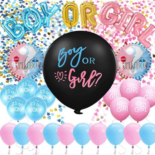 Gender Reveal Decorations Set, 91.4 cm Latex Gender Reveal Balloons Kit + Confetti & Robbon for Baby Shower Gender Reveal Party Supplies, Gender Revealideas, Great for Photos and Videos von VDYXEW