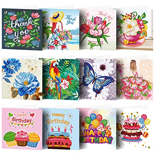 VDYXEW 12 Stück 5D DIY Diamond Painting Karten, Diamant Malerei Grußkarte, Danke Postkarte Grußkarte, für Geburtstag, Thanksgiving, Valentine VDYXEW 12 Stück 5D DIY Diamond Painting Karten, Diamant Malerei Grußkarte, Danke Postkarte Grußkarte, für Geburtstag, Thanksgiving, Valentine von VDYXEW
