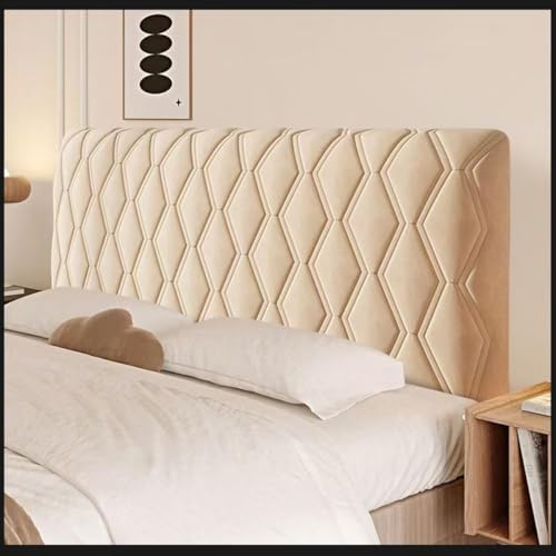 VEAI Bettkopfteilbezug, 200/180/160/190/140/100cm, Weicher Strecken Samtstoff Staubdicht, Staubdichte SchutzhüLle FüR Schlafzimmer Kopfteil(Curry,180cm(71")) von VEAI