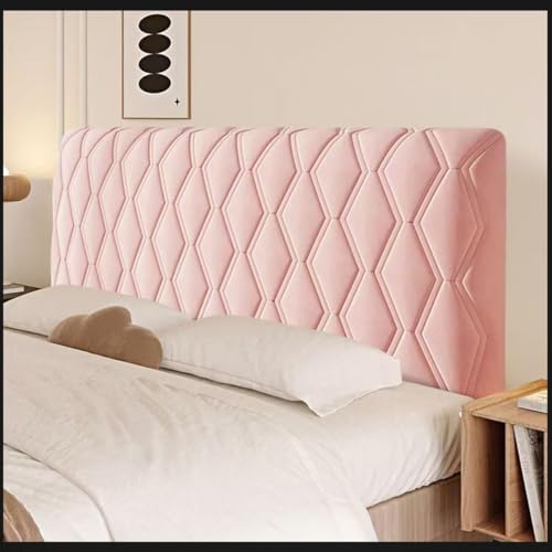 VEAI Bettkopfteilbezug, 200/180/160/190/140/100cm, Weicher Strecken Samtstoff Staubdicht, Staubdichte SchutzhüLle FüR Schlafzimmer Kopfteil(Rosa,180cm(71")) von VEAI