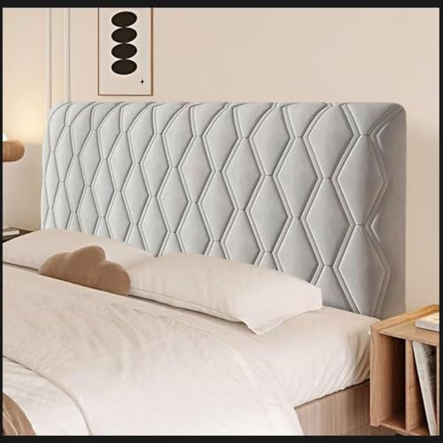 VEAI Bettkopfteilbezug, 200/180/160/190/140/100cm, Weicher Strecken Samtstoff Staubdicht, Staubdichte SchutzhüLle FüR Schlafzimmer Kopfteil(hellgrau,130cm(51")) von VEAI