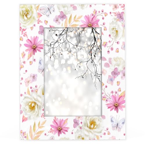VEASPAEX 20,3 x 25,4 cm, bunte Blumen und Schmetterlinge, bunte Holz-Bilderrahmen für Wand oder Tisch, dekorativer Bilderrahmen, passend für Bilder 19 x 24 cm, mit Passepartout oder 20 x 25 cm, ohne VEASPAEX 20,3 x 25,4 cm, bunte Blumen und Schmetterlinge, bunte Holz-Bilderrahmen für Wand oder Tisch, dekorativer Bilderrahmen, passend für Bilder 19 x 24 cm, mit Passepartout oder 20 x 25 cm, ohne von VEASPAEX