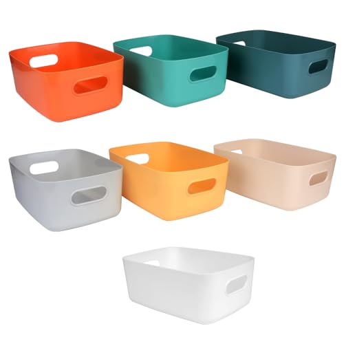 VECH 7 Pack Plastic Storage Boxes Colorful Stackable Storage Baskets for Cupboards Organizer Kitchen Cupboard Storage for Bathroom Bedroom Office and School Medium VECH 7 Pack Plastic Storage Boxes Colorful Stackable Storage Baskets for Cupboards Organizer Kitchen Cupboard Storage for Bathroom Bedroom Office and School Medium von VECH